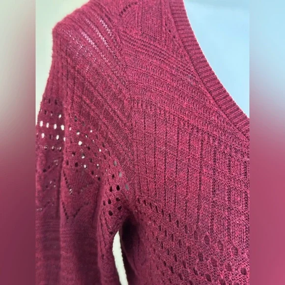 AEO American Eagle Outfitters 3/4 Sleeve, Burgundy, Knitted Dress Sz. L - Picture 6 of 14